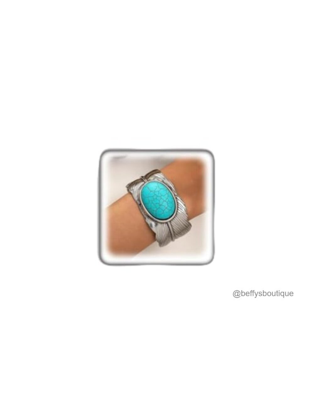 Silver Chunky Western Turquoise Cuff Bracelet Boho Geometric Open Cuff